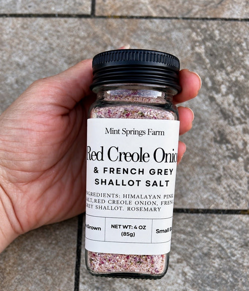 Red Creole & French Grey Shallot Seasoning Salt - Mint Springs FarmRed Creole & French Grey Shallot Seasoning SaltRed Creole & French Grey Shallot Seasoning SaltRed Creole & French Grey Shallot Seasoning SaltMint Springs Farm Mint Springs Farm